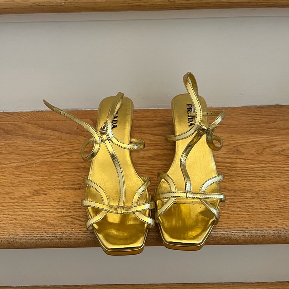 Prada Gold with Silver accent Sandals, 38.5, Made in Italy - Picture 4 of 10